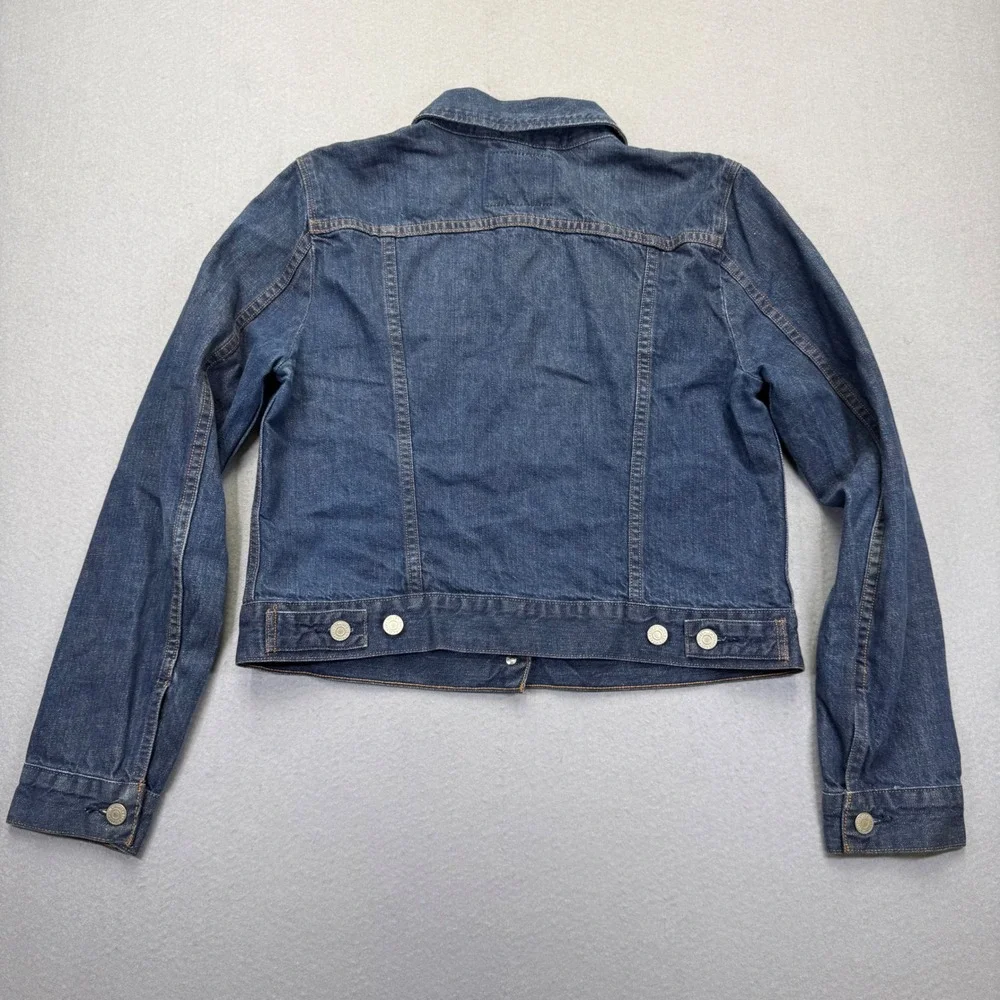 Levi‎ Strauss & Co Mens Dark Wash Denim Trucker Jacket Blue Cotton Size Large